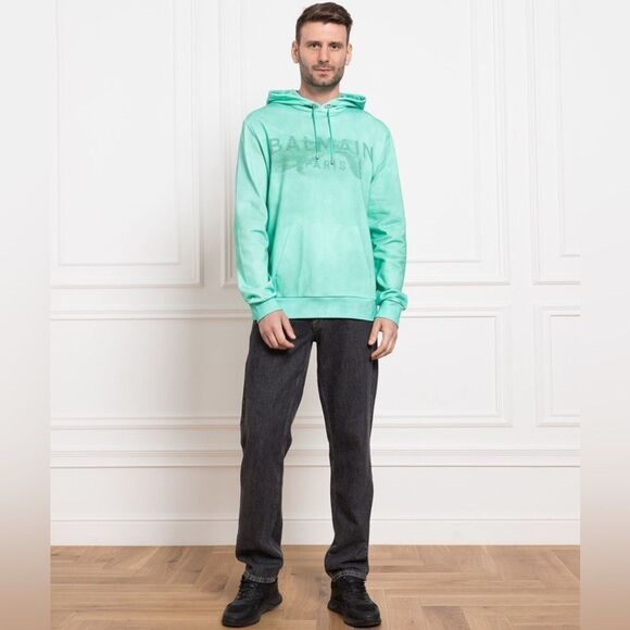 Balmain Desert Logo Printed Drawstring Hoodie size M - Picture 2 of 13